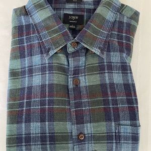 J.Crew Blue/Green Plaid Flannel Mens Button-down Shirt